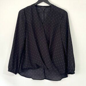 Banana Republic Black Polka Dot Crossover Blouse